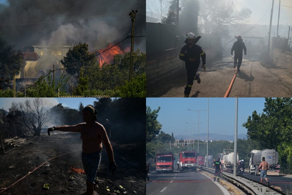 Φωτιά στη Ραφήνα: Καίγονται σπίτια και απεγκλωβίζονται κάτοικοι – Κλειστή η Λεωφόρος Μαραθώνος