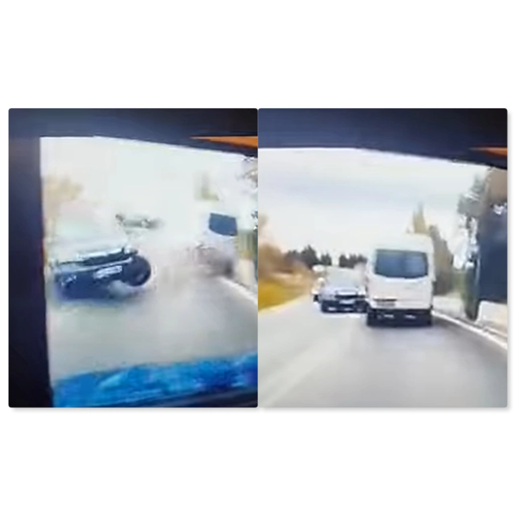 Σοκαριστική καραμπόλα στη Θεσσαλονίκη: Βαν συγκρούστηκε με Ι.Χ και έπεσε στο παρμπρίζ άλλου οχήματος