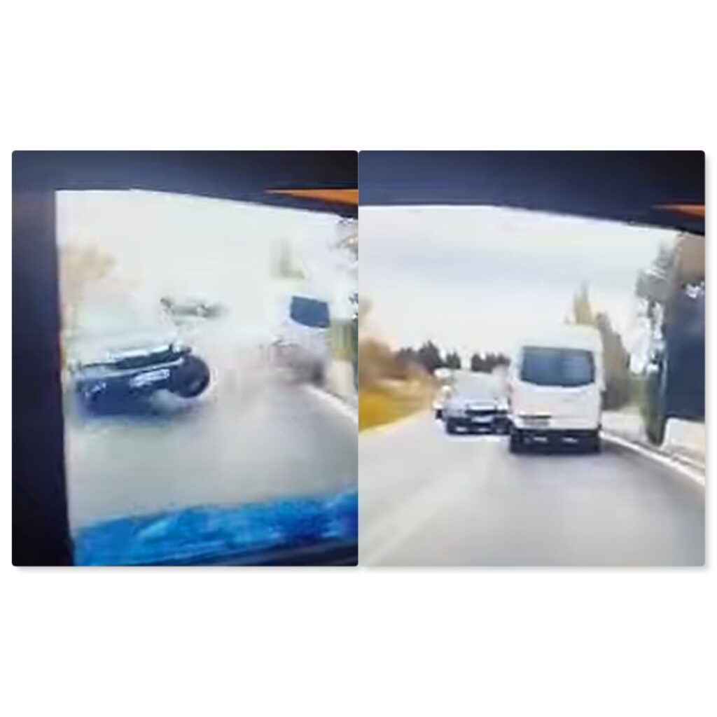 Σοκαριστική καραμπόλα στη Θεσσαλονίκη: Βαν συγκρούστηκε με Ι.Χ και έπεσε στο παρμπρίζ άλλου οχήματος [βίντεο]