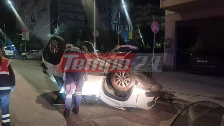 Ανατροπή ΙΧ στην Πάτρα τα ξημερώματα – Απεγκλωβίστηκε σώα η οδηγός
