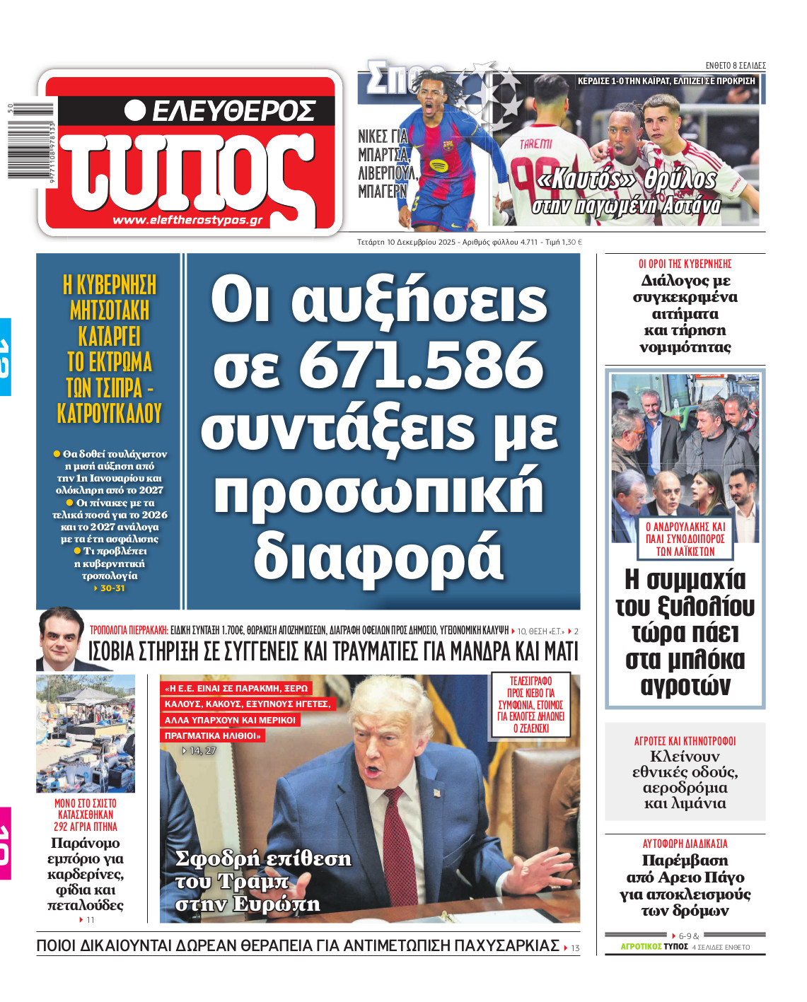 Ελεύθερος Τύπος – Τετάρτη 10 Δεκεμβρίου 2025