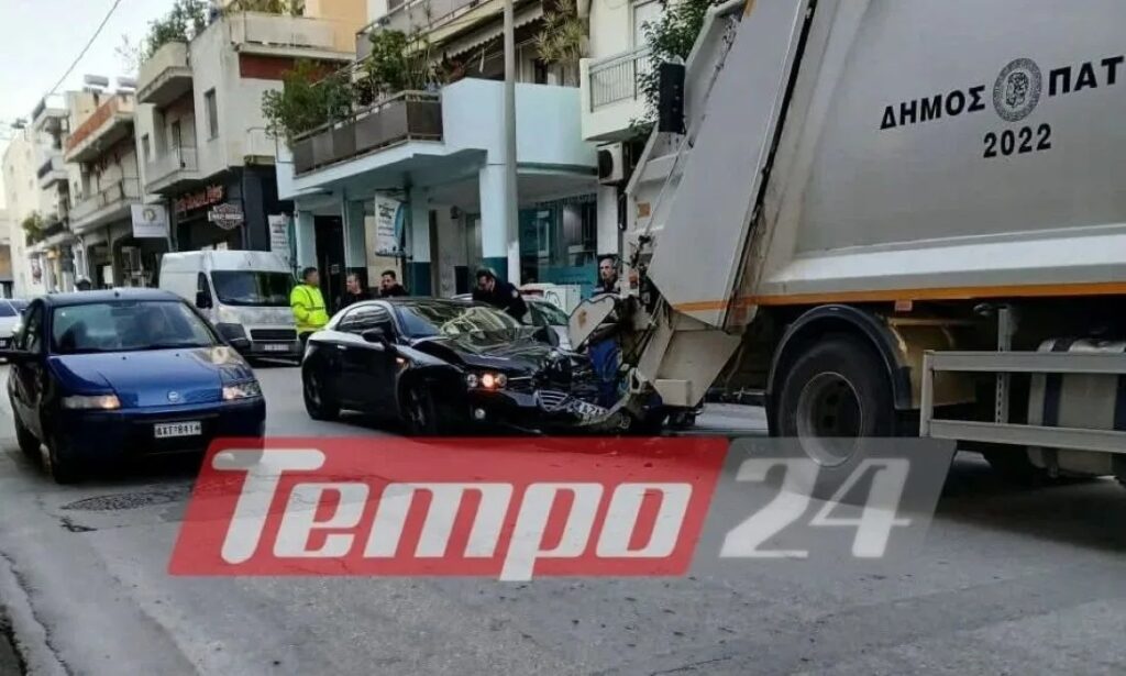 Πάτρα: Όχημα «καρφώθηκε» σε σταθμευμένο απορριμματοφόρο – Τραυματίστηκε εργαζόμενος