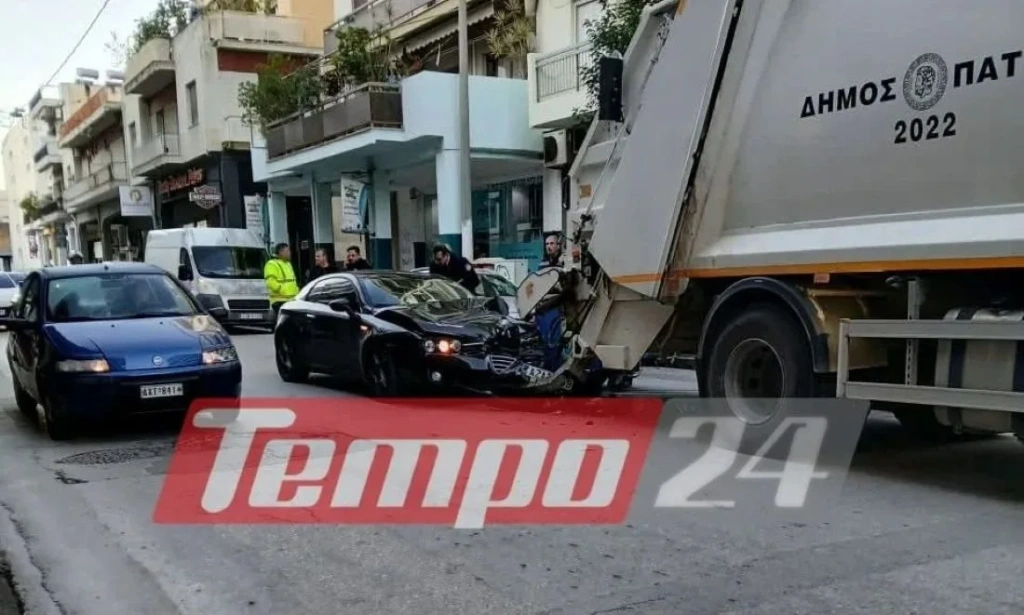 Πάτρα: Όχημα «καρφώθηκε» σε σταθμευμένο απορριμματοφόρο – Τραυματίστηκε εργαζόμενος