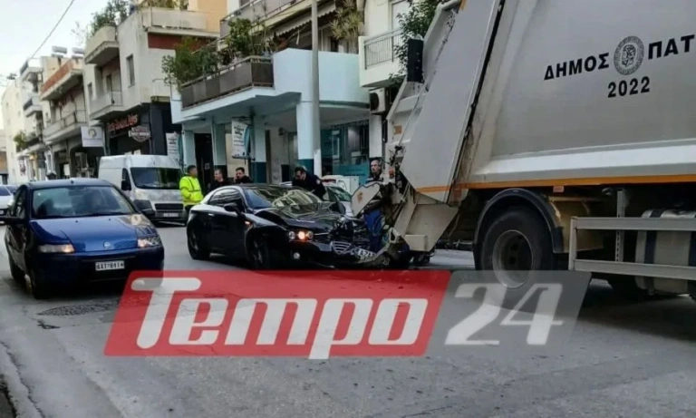 Πάτρα: Όχημα «καρφώθηκε» σε σταθμευμένο απορριμματοφόρο – Τραυματίστηκε εργαζόμενος