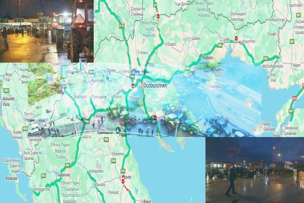 Αγρότες: Ο χάρτης με τους κλειστούς δρόμους και οι εναλλακτικές διαδρομές – Στον Προμαχώνα πάν