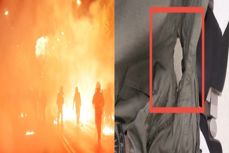 ΑΠΘ: Η μολότοφ που πέταξαν σε αστυνομικό στα επεισόδια άνοιξε τρύπα στη στολή του – Δείτε φωτογραφία
