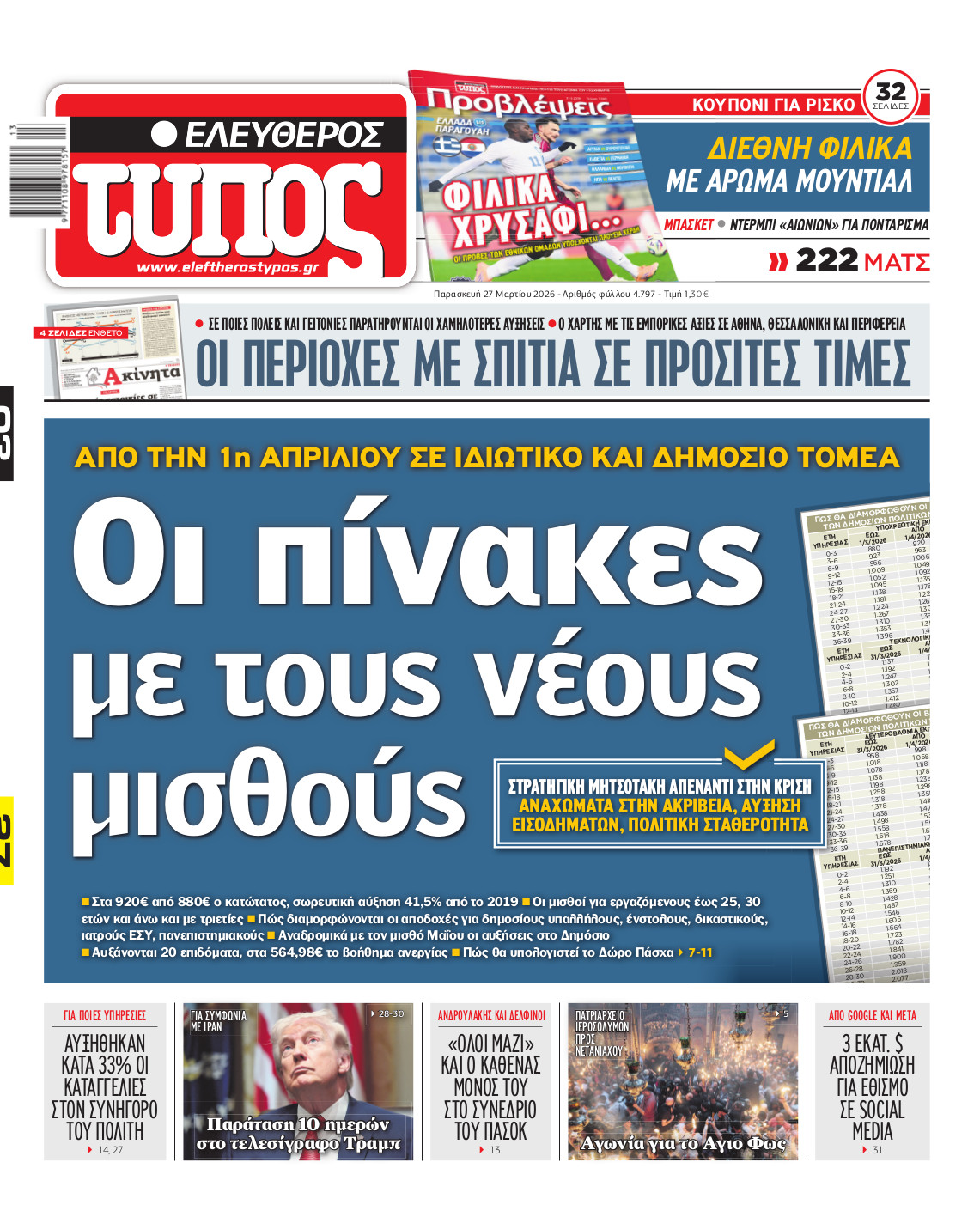 Ελεύθερος Τύπος – Παρασκευή 27 Μαρτίου 2026