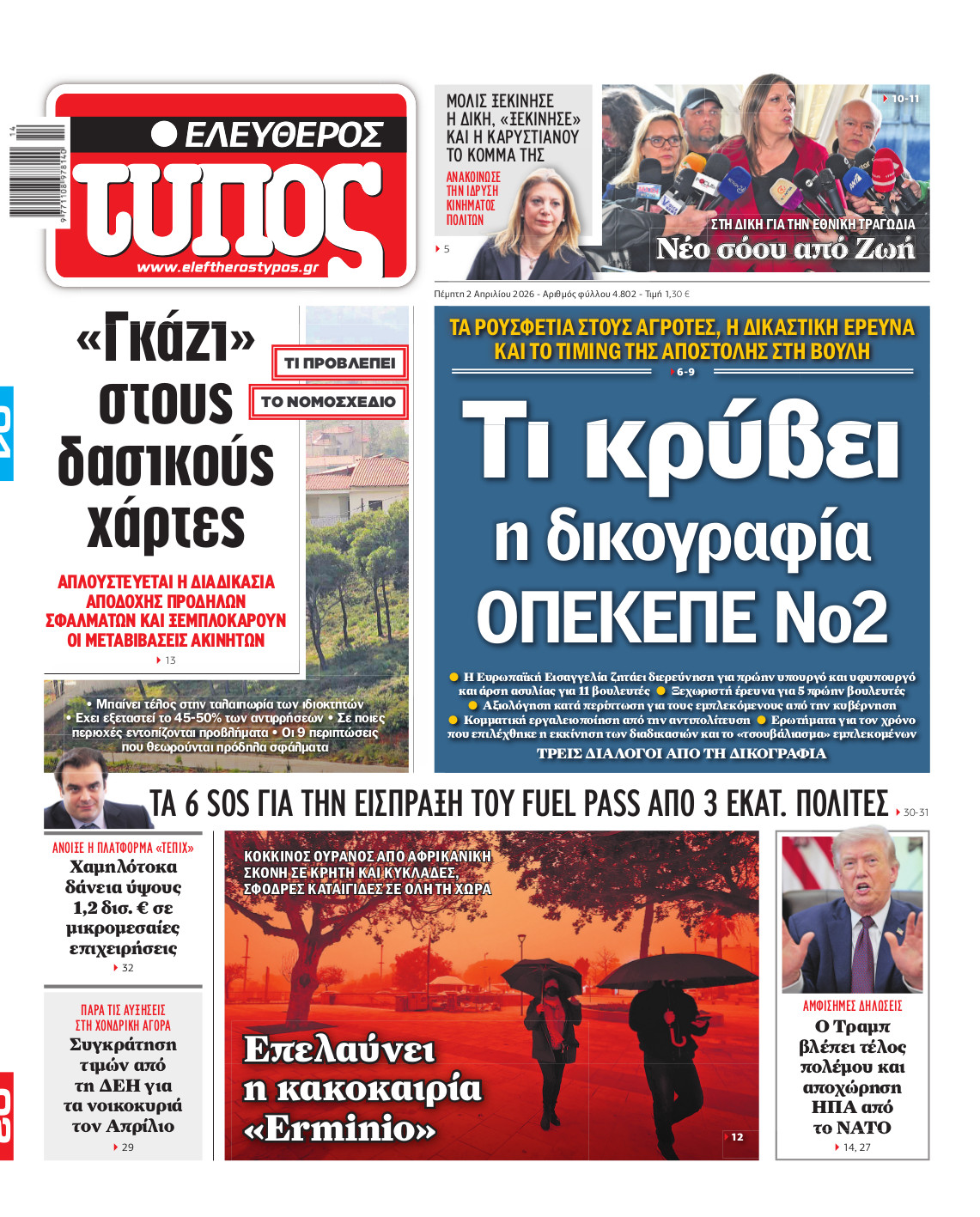 Ελεύθερος Τύπος – Πέμπτη 02 Απριλίου 2026