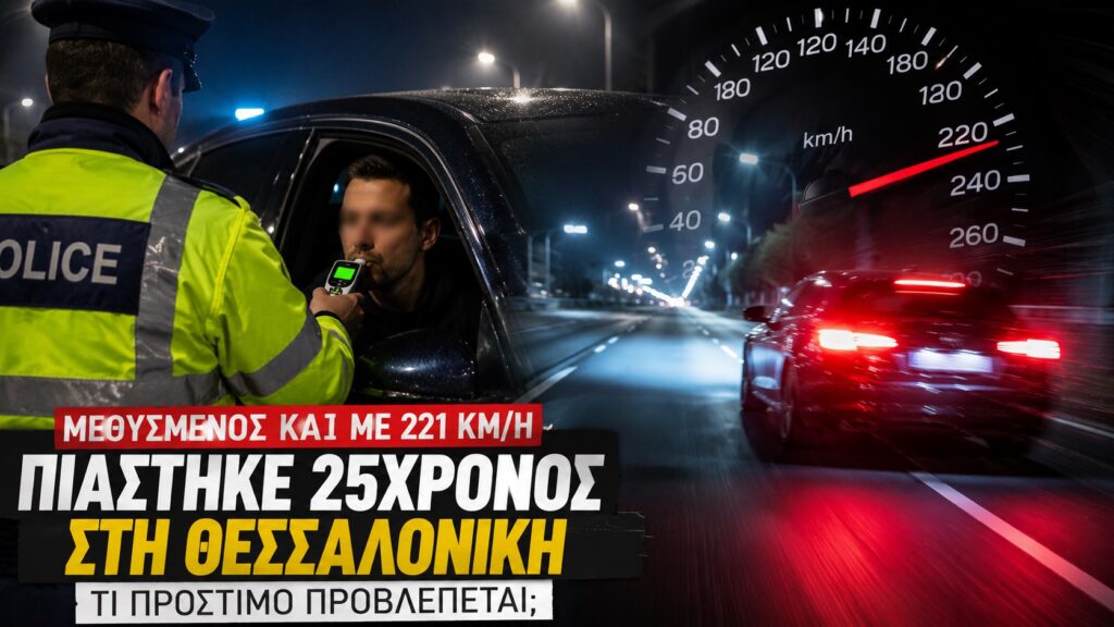 Μεθυσμένος και με 221 km/h πιάστηκε 25χρονος στη Θεσσαλονίκη – Τι πρόστιμο προβλέπεται;