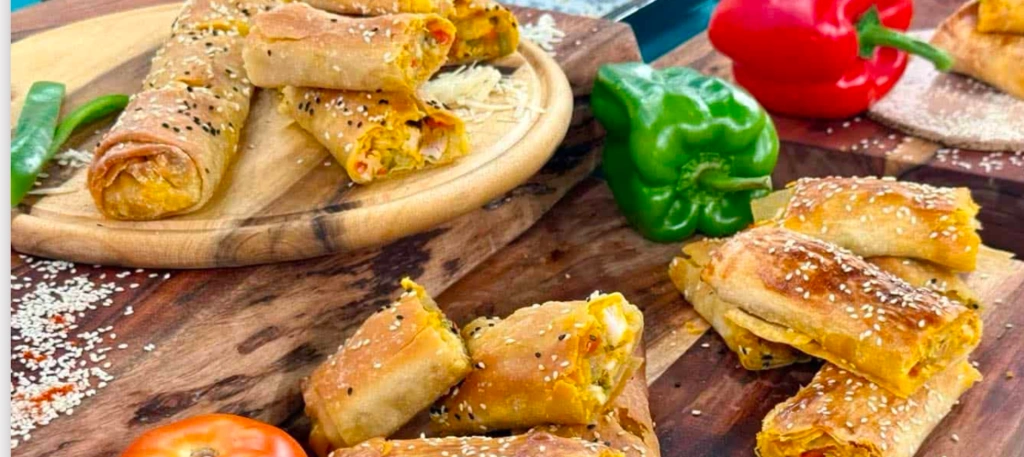 Έρχεται Σαββατοκύριακο! Μπουρέκια σε τραγανό φύλλο με τυρί και κοτόπουλο