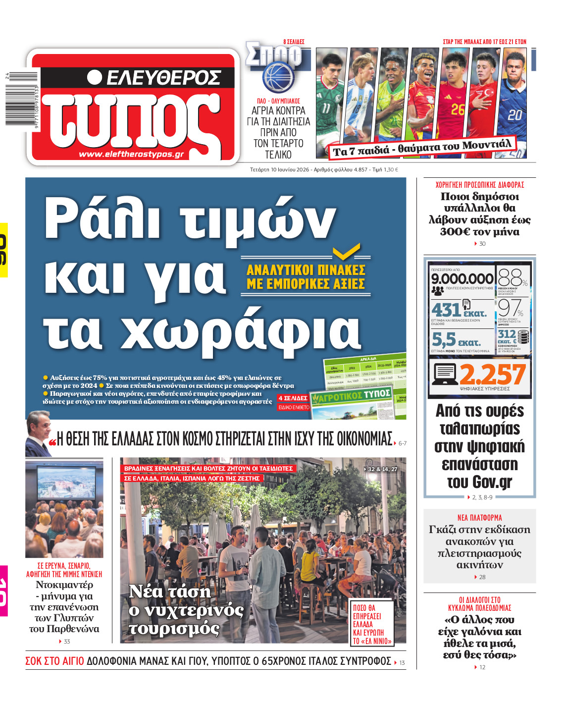 Ελεύθερος Τύπος – Τετάρτη 10 Ιουνίου 2026