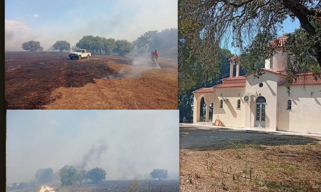 Φωτιά στην Ηλεία: Καταστράφηκαν θερμοκήπια, κινδύνευσε εκκλησάκι [Εικόνες]