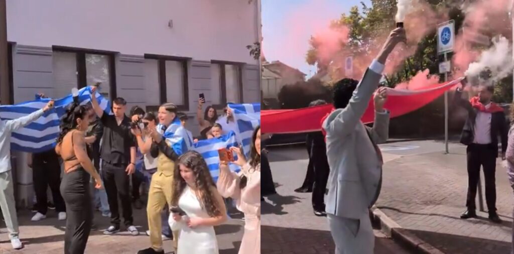 Viral ο γάμος Τούρκου και Ελληνίδας με φόντο ελληνικές και τουρκικές σημαίες στη Γερμανία