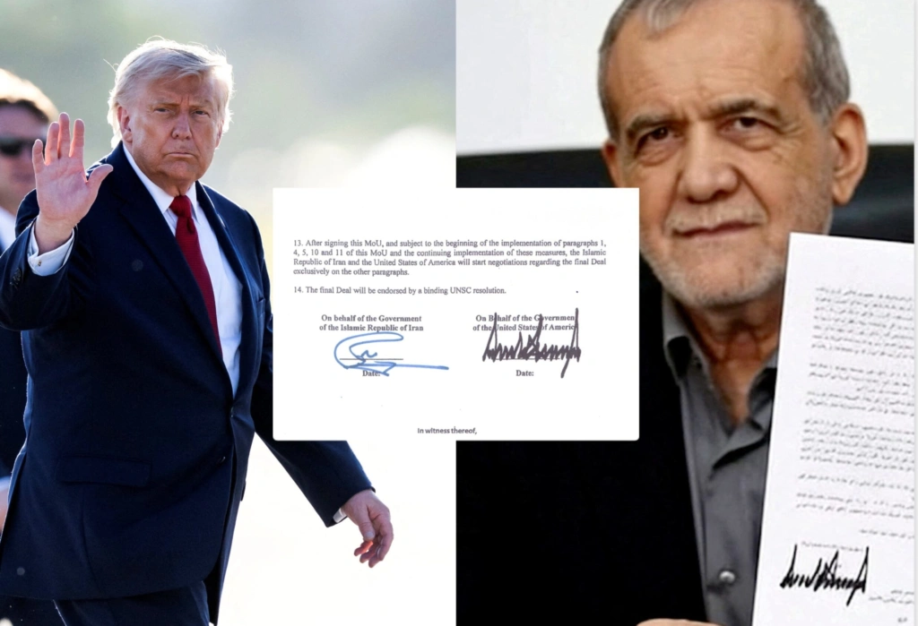 ΗΠΑ-Ιράν: Το έγγραφο που υπέγραψαν Τραμπ, Πεζεσκιάν και Σαρίφ – «Ειρήνη μέσω αμοιβαίας εκτίμησ