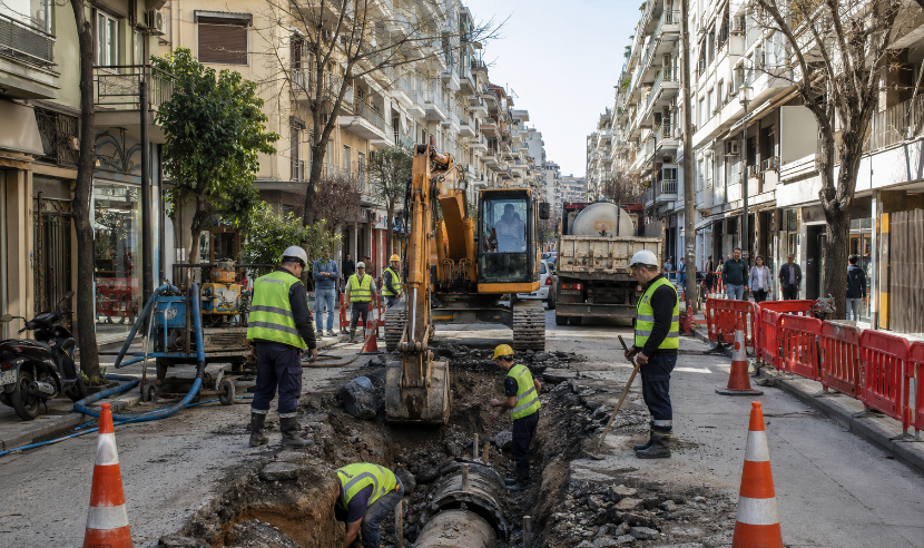 Θεσσαλονίκη: Έσπασε αγωγός αποχέτευσης λόγω καθίζησης – Διακοπή κυκλοφορίας για 10 ώρες