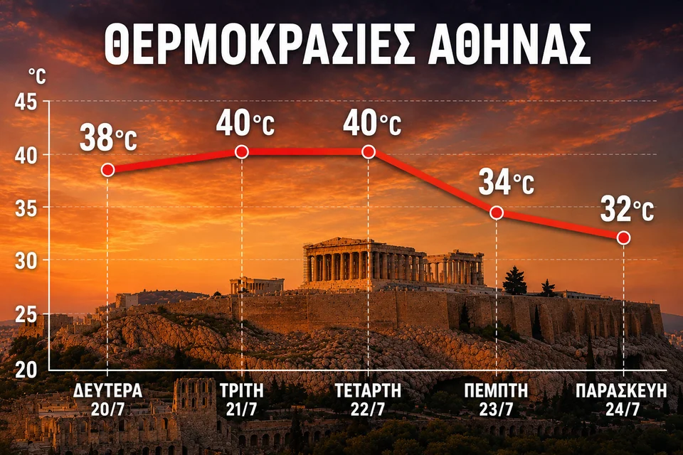Καύσωνας: Πώς θα κινηθεί σε 10 μεγάλες πόλεις – Πρόγνωση Καλλιάνου με γραφήματα