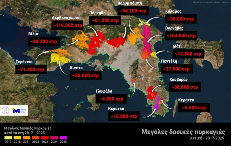 «Καμένη γη» η Αττική: 465.000 στρέμματα δάσους χάθηκαν σε μία δεκαετία
