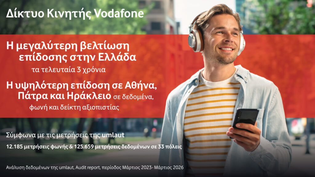 Vodafone: Η υψηλότερη βελτίωση δικτύου κινητής από το 2023 στην Ελλάδα