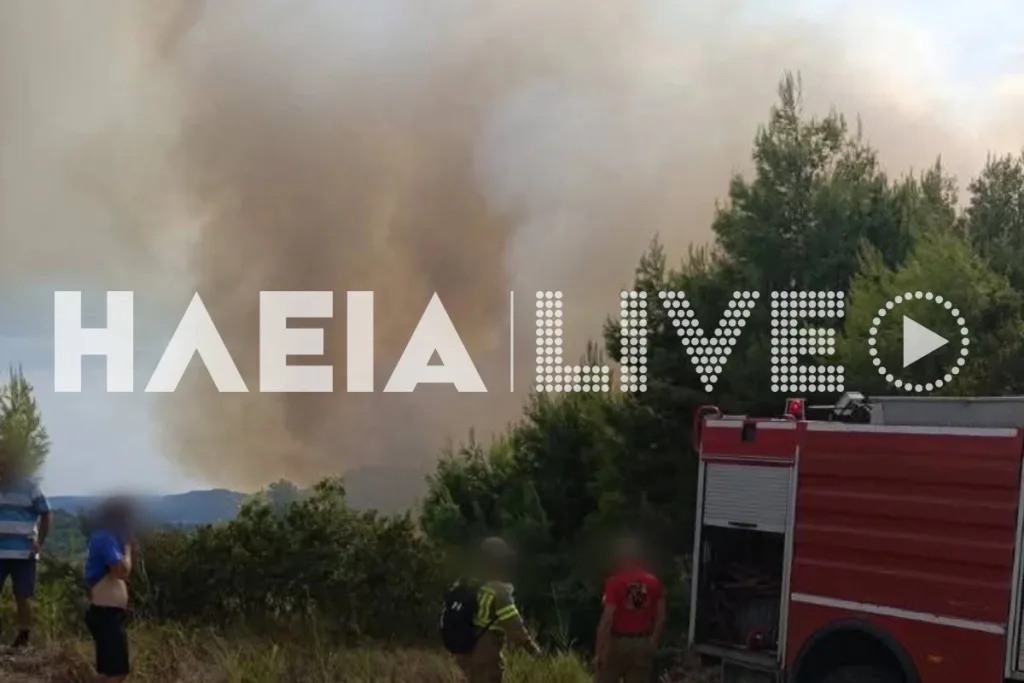 Μεγάλη φωτιά τώρα στο Μουζάκι Ηλείας – Στη μάχη 4 εναέρια μέσα