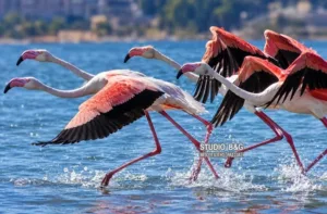 Ναύπλιο: Δέκα ροζ φλαμίνγκο εντυπωσίασαν στα νερά του υδροβιότοπου