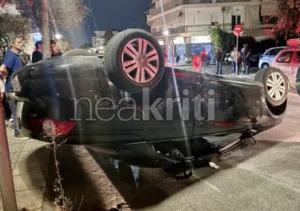 Αναποδογύρισε αυτοκίνητο στο Ηράκλειο – Επιχείρηση της Πυροσβεστικής για τον απεγκλωβισμό οδηγού