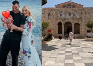 Κατερίνα Καινούργιου: Στην Εκατονταπυλιανή της Πάρου η βάφτιση της κόρης της