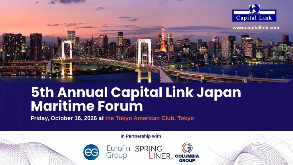 5ο Annual Capital Link Japan Maritime Forum την Παρασκευή, 16 Οκτωβρίου, 2026