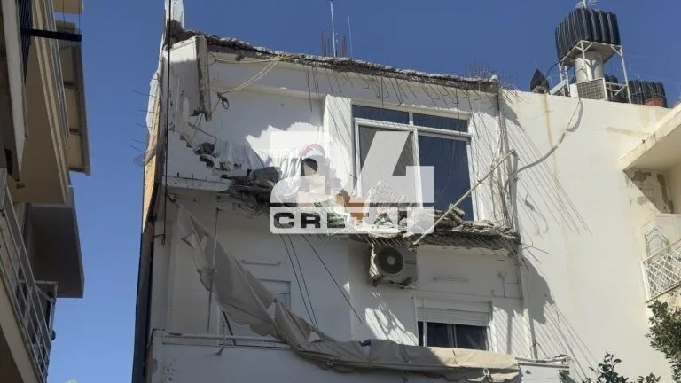 Πανικός στο Ηράκλειο: Κατέρρευσαν τμήματα πολυκατοικίας τα ξημερώματα – Λαχτάρισαν οι ένοικοι